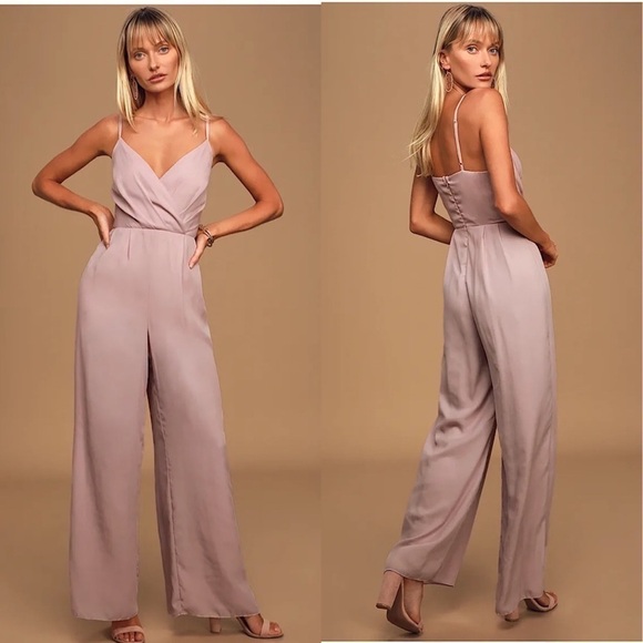 CALL For Me Dusty Lavender Faux Wrap Jumpsuit (Size:Small) - Picture 1 of 14